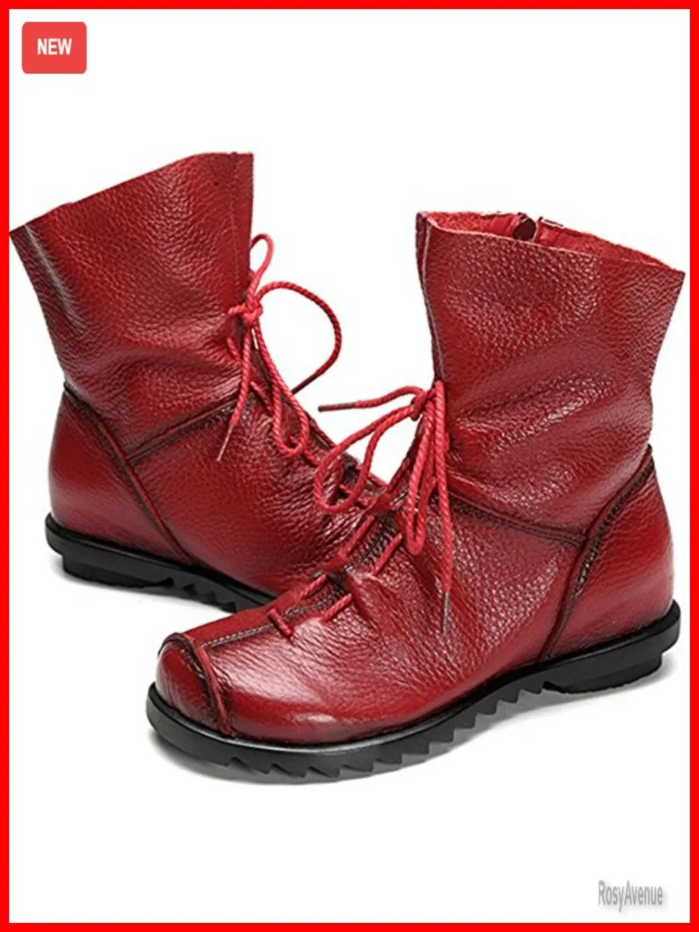 Genuine Leather Soft Casual Ankle Boots with Zip Closure
